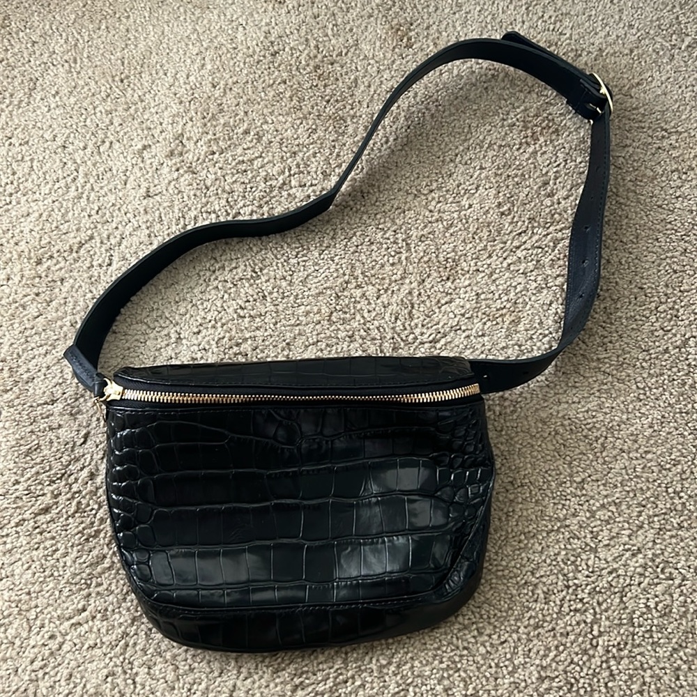 Clare v black croco fanny pack